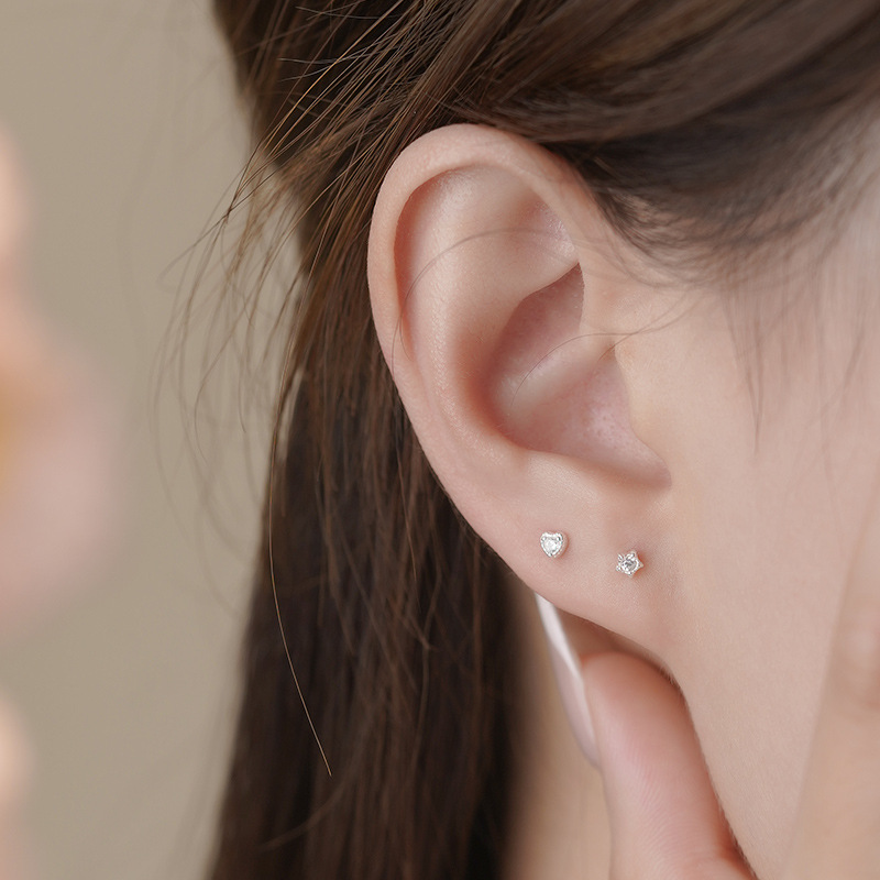 Hypoallergenic Sleep Stud Earrings In Titanium With Flat Backs_voghion.com