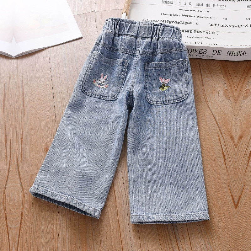 Spring jeans, children's thin trousers, western style, loose straight fit, for teenagers