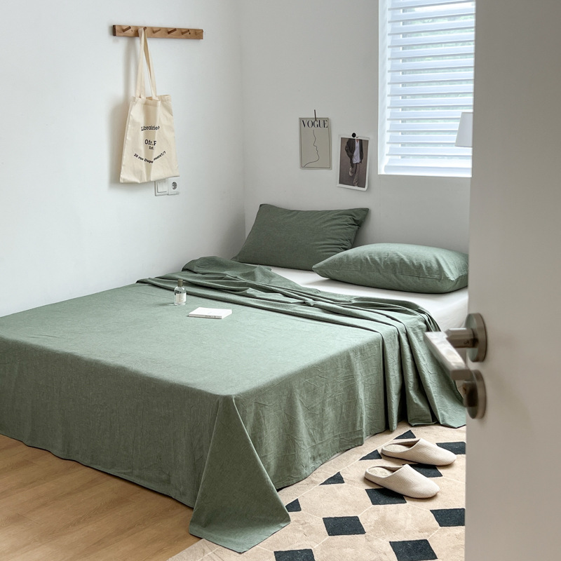 日本式無印単品シーツ良品水洗い綿シーツ純綿格子縞単独シーツベッドスカート純色純綿