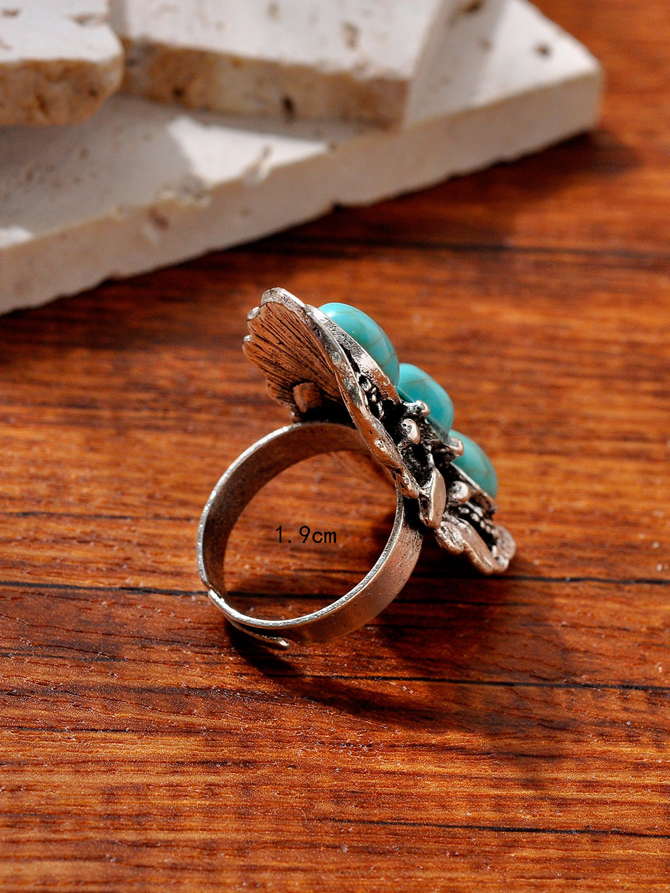 Wholesale Jewelry Vintage Style Printing Geometric Imitation Turquoise Alloy Plating Rings display picture 3