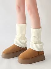 雪地靴腿套奶白色粗线针织女款冬季y2k辣妹保暖中筒毛线堆堆袜套