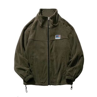 Autumn and Winter Japanese retro lambswool stand collar jacket men's and women's loose couple's lambswool jacket cross-border 2024