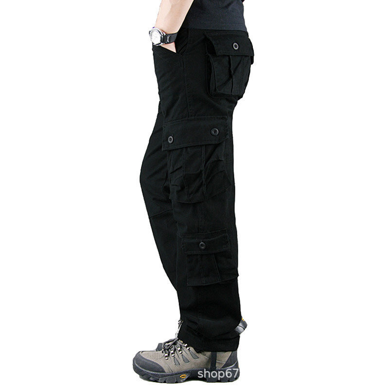 Multi-Bolsillo overoles pantalones casuales de los hombres al aire libre resistente al desgaste táctico más tamaño suelto recto 8-Bag pantalones de comercio exterior