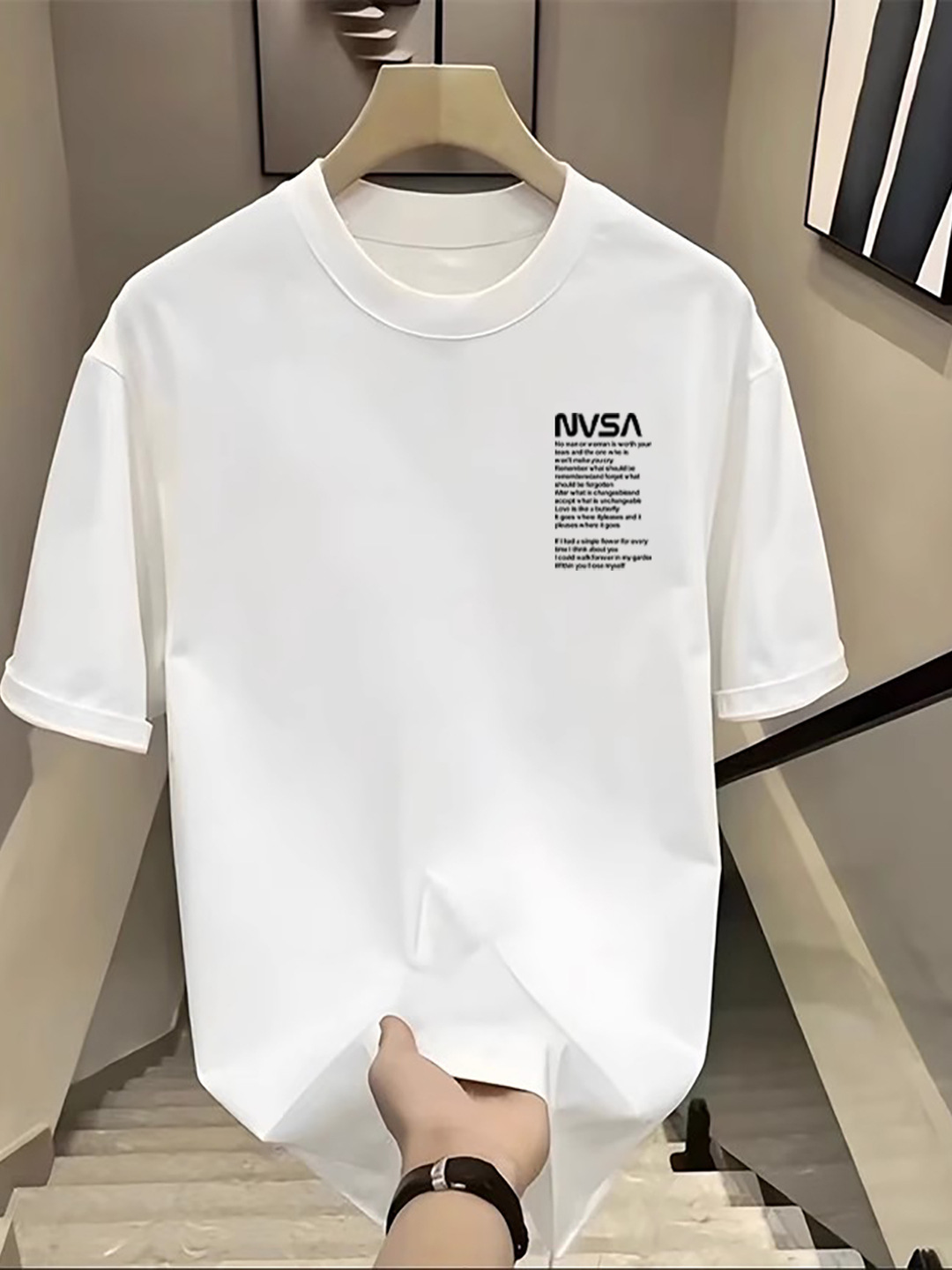 夏季新款棉男装T恤短袖极简设计图印花圆领时尚潮牌百搭男重磅