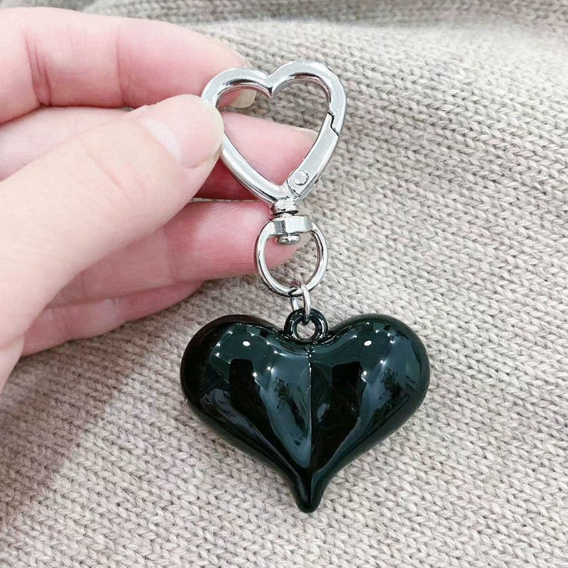 26g Weight Keychain Classification 1 Piece Quantity Daily Occasion Acrylic Material Heart Shape, Bow Knot Pattern Plating Design Sweet Style 1 Piece Sweet Heart Shape Bow Knot Acrylic Plating Keychain 3