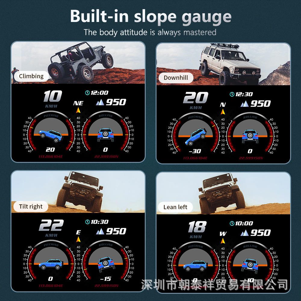 Nuevo monitor frontal HUD para automóvil P24 LCD OBD multifunción temperatura del agua consumo de combustible GPS medidor de pendiente de velocidad