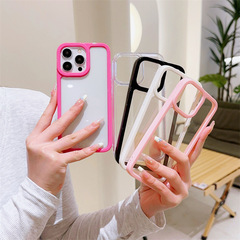 亞克力彩色邊框iPhone15手機殼適用蘋果14Promax透明13簡約12素材