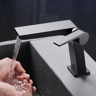 Household High-End Waterfall Basin Faucet All-Copper Creative Accessible Luxury Hot and Cold Bathroom Bathroom Cabinet Splash-Proof Accessible Luxury Style