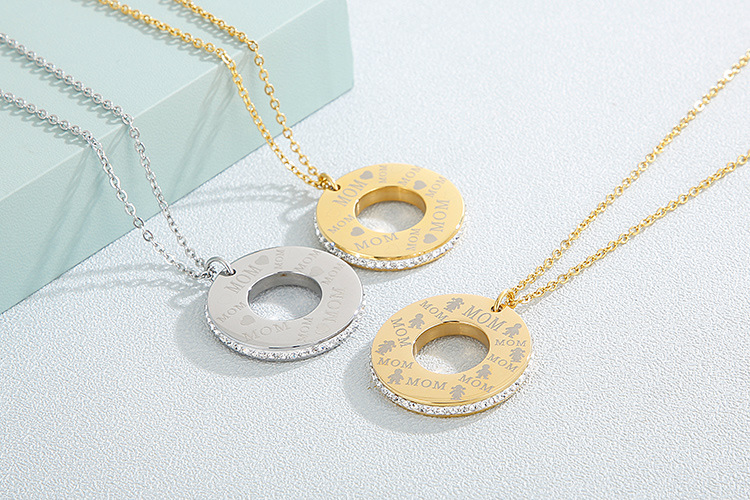 European and American Heart Necklace Semicircle Earrings Electroplating Rhinestone Stainless Steel J