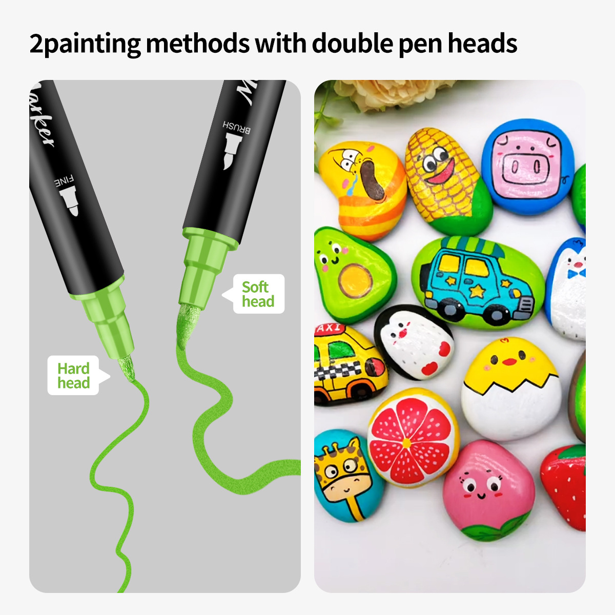 跨境金屬軟頭油漆筆學生劃重點手賬筆金屬色雙頭馬克筆塗鴉彩筆