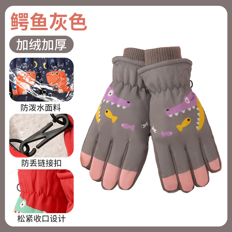 国境を越えた子供用手袋、スキー、サイクリング、冬用、男女学生向け、漫画風、かわいい、厚手、裏起毛、秋冬用、保温、卸売