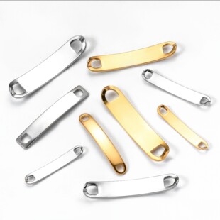 Cross-border Hot Stainless Steel Curved Brand Rectangular Double Hole Pendant Connection DIY Curved Bracelet Jewelry Accessories