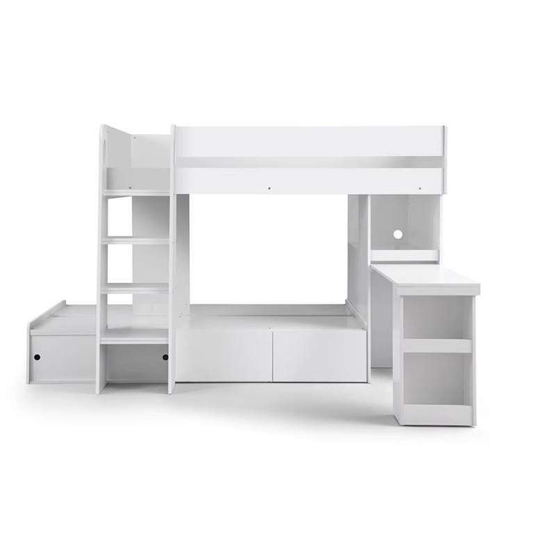 Camas de madera de madera de doble capa para niños de venta transfronteriza combinación de cama de escalera de cama de mesa de estudiantes elevados personalizados