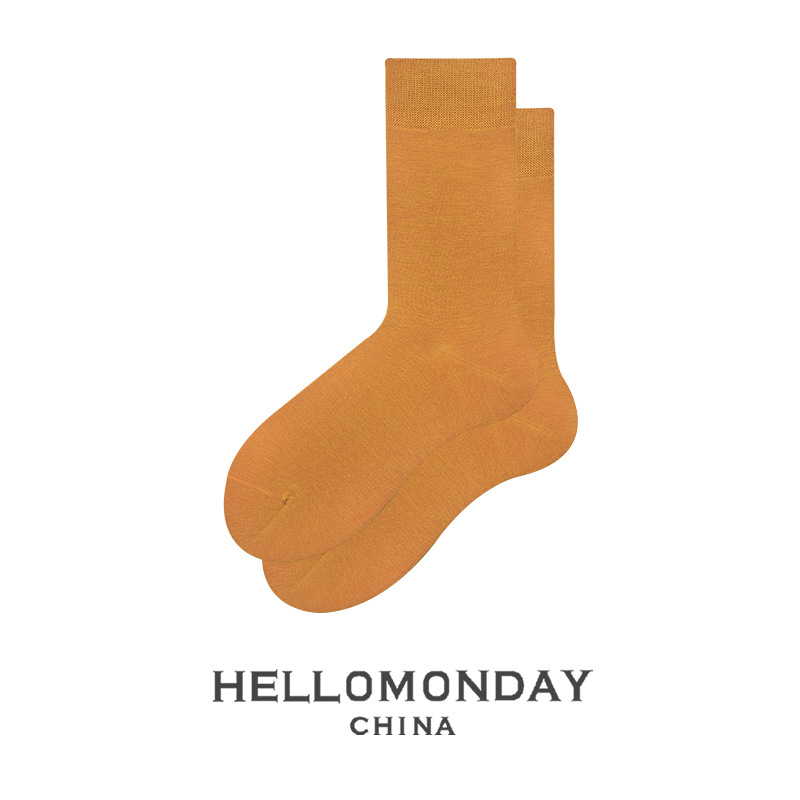 34012 Zhuji calcetines de dopamina de color sólido medias de hombre mediados de la pantorrilla ins moda estilo preppy mujeres retro japonesas
