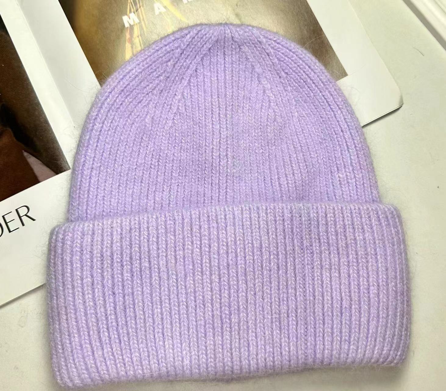 Piel de conejo engrosada sombrero de lana para las mujeres de moda Corea del Sur ins moda Otoño e Invierno japonés frío sombrero cálido Jersey rizado sombrero de punto