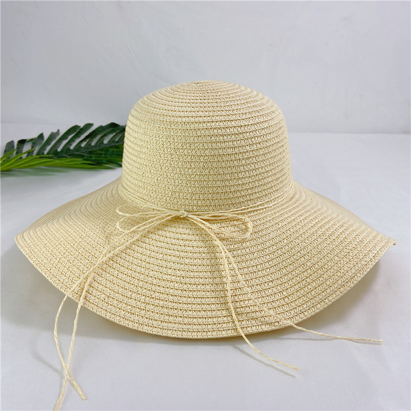 2588g Weight Simple Big Brim Hat Straw Hat Female Summer Sunscreen Sunshade Beach Hat