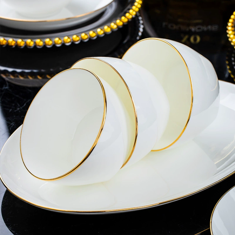 Сервиз для дома Jingdezhen, новая керамическая посуда, рисовые чаши и палочки, набор посуды Nordic стиль, легкая роскошь, bone china, сервировка стола