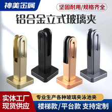 铝合金立式玻璃夹固定栏杆立柱免打孔护栏楼梯铝镁沙滩柱家用五金