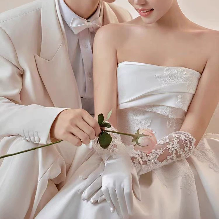 White long gloves, accessory, evening dress