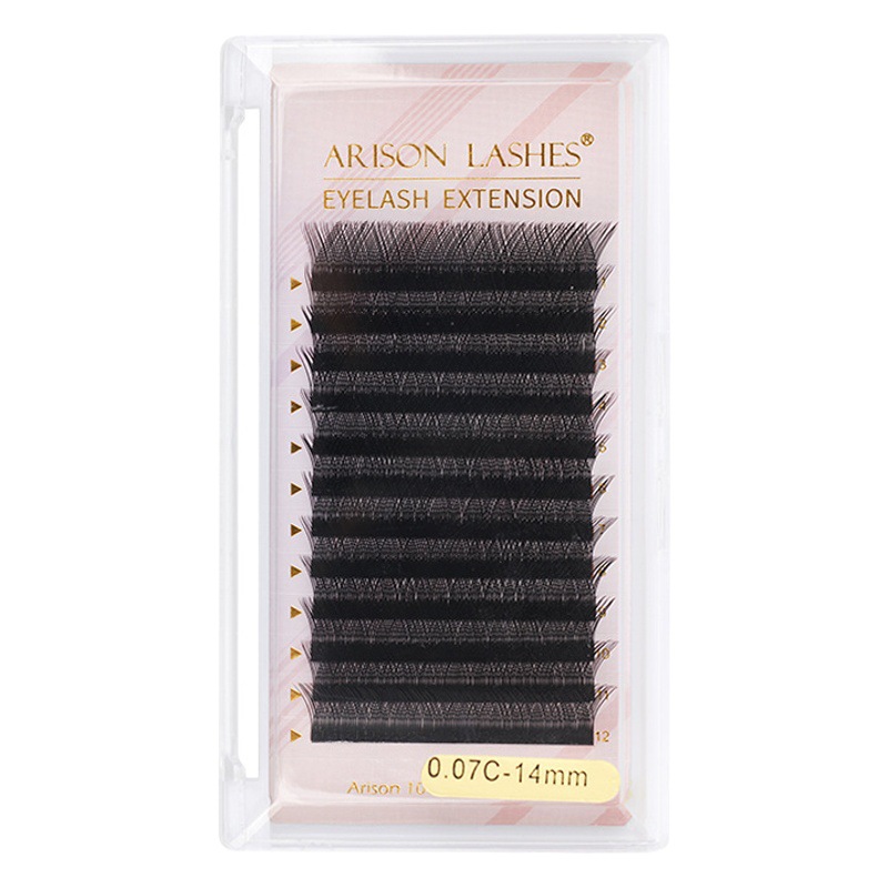 ArisonLashes injerto fila densa 0.07YY Pestañas de zorro de plantación de malla mate tejidas de doble punta negra
