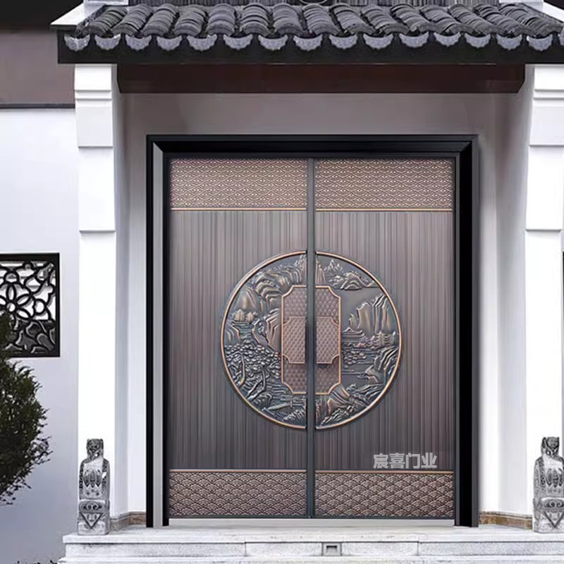 Cast Aluminum Door Rural Courtyard Villa Door Double-Open Anti-Theft Entrance Door Rural Self-Built House Door Entrance Door