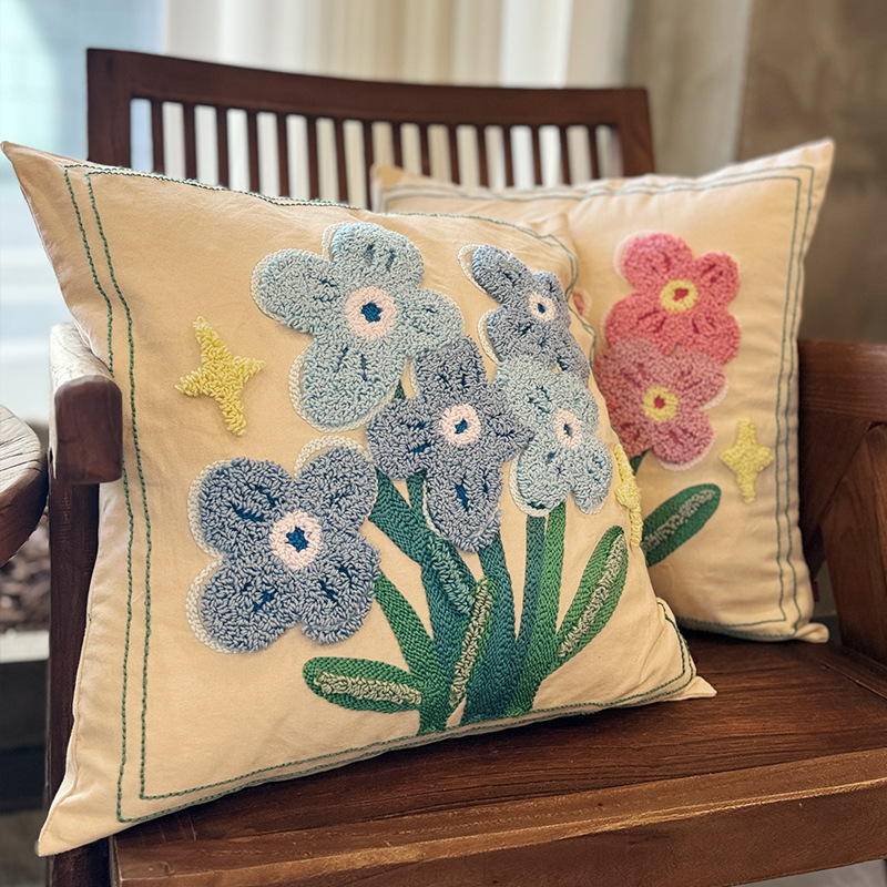 Nuevo tipo de funda de almohada de ruso bordado Lu bordado mano flor estereoscópica funda de cojín de sofá