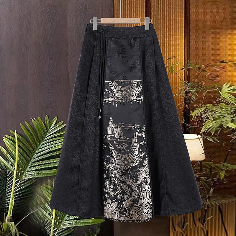 Новый китайский стиль национальный стиль с принтом конского платья женский летний 2024 новый летний улучшенный ежедневный женский юбка мама бюст