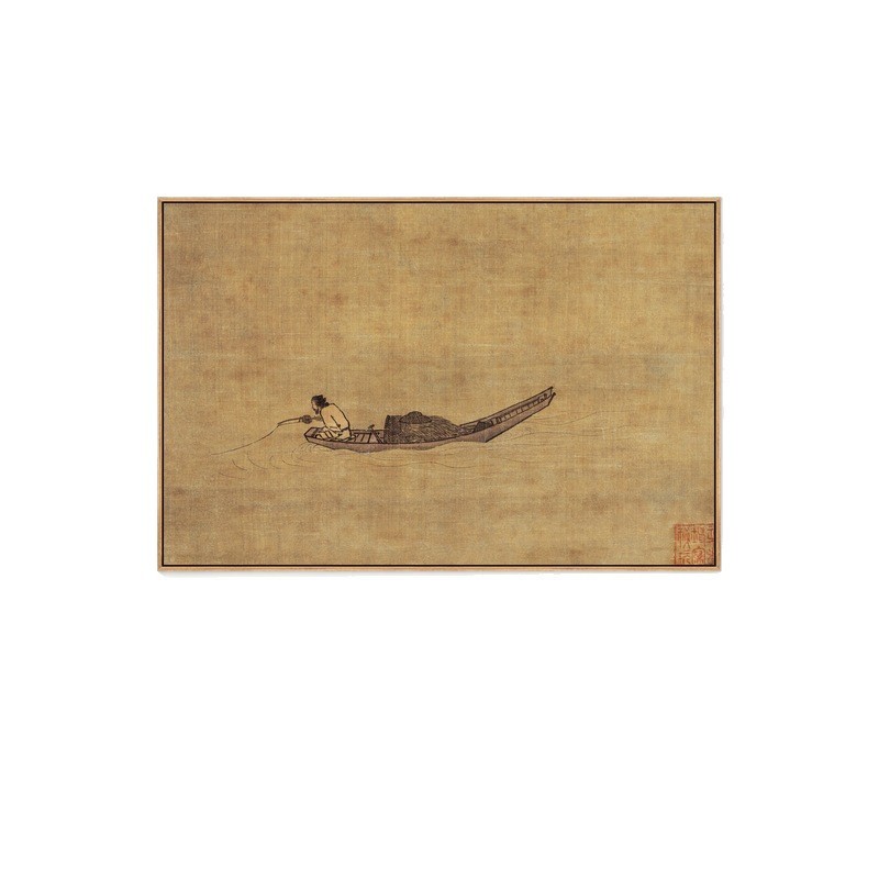 寒江独钓图挂画新中式客厅装饰画复古国画禅意茶室玄关画书房壁画|undefined