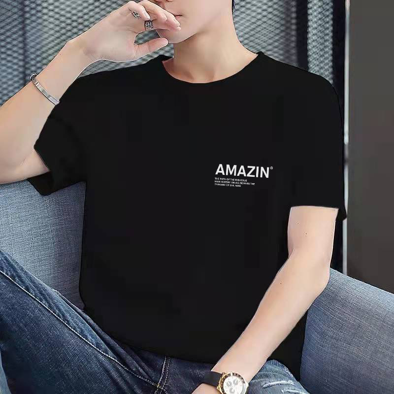 El Comercio exterior transfronterizo nueva camiseta casual de los hombres cuello redondo de manga corta Camiseta de los hombres Slim impreso deportes camisa de fondo
