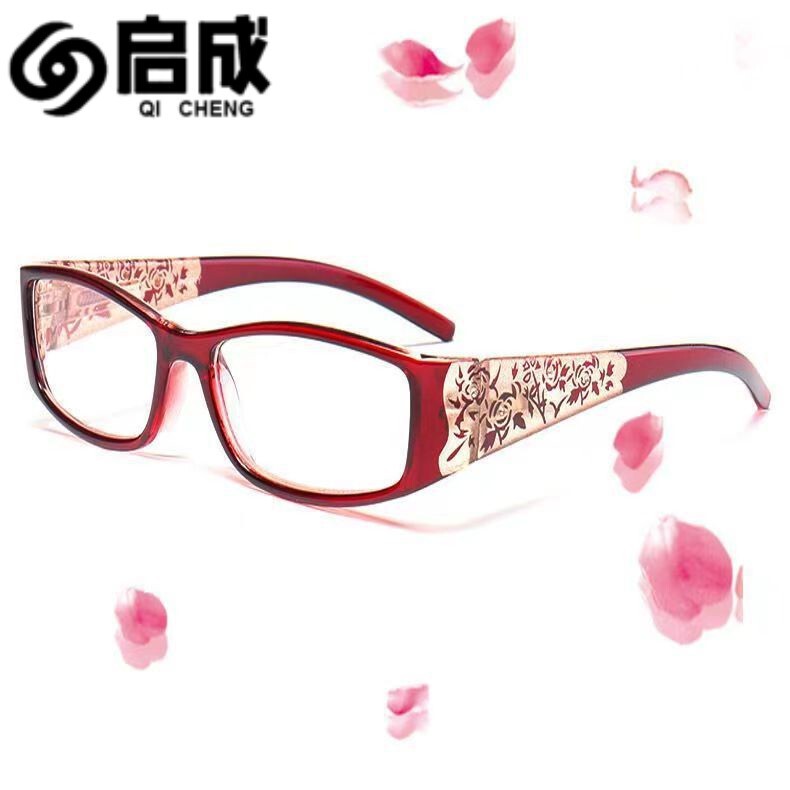 2615 High-End Hd Resin Anti-Fatigue Reading Glasses for Middle-Aged and Elderly Women, Fashionable Ultra-Light Elegant Patterned Arms Wholesale