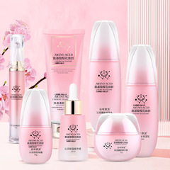 Wholesale cherry blossom amino acid skincare set essence toner facial cleanser moisturizing cosmetics all