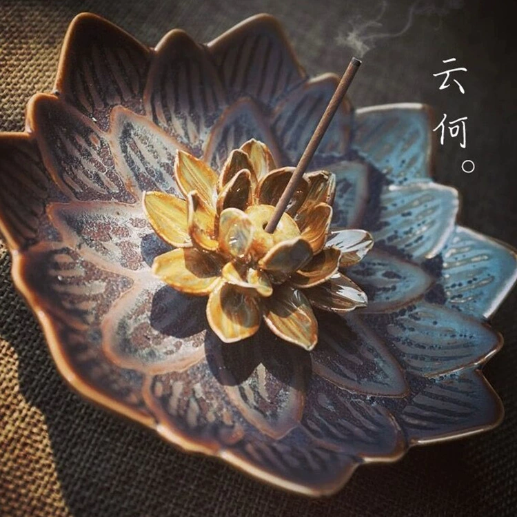 Цзиндэчжэнь грубая глина Лотос ржавчина Лотос держатель ладана Подарочная коробка Керамическая Лотос пион нить ароматическая тарелка Zen бумажный город