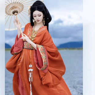 New Original Hanfu Warring States Robe Traditional Cross-Collar Ma Shan Chu Tomb Revival Style with Long Trailing Straight Hem Ancient Costume Large Size