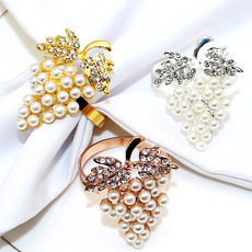 西餐厅水果葡萄餐巾扣珍珠餐巾环餐巾圈金属口布圈现货批发