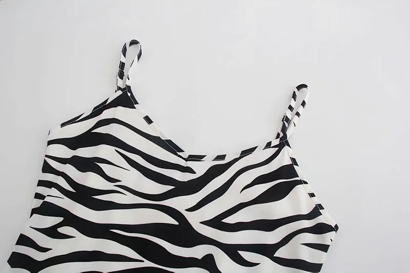 zebra print V-neck temperament suspender dress NSAC42579