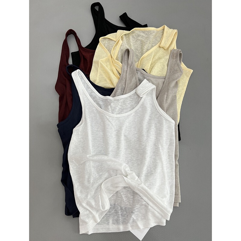 Low-Key and Elegant Lyocell Tencel Vest Summer New Round Neck Pure Color Casual Style Sleeveless Top for Women Versatile