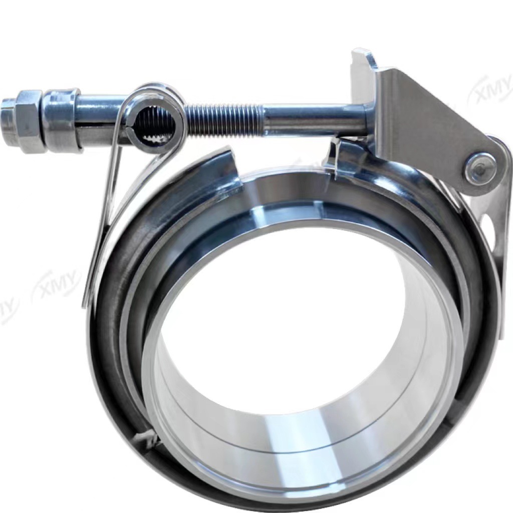 3.5英寸不锈钢快放V型卡箍法兰套件排气管道抱箍管夹