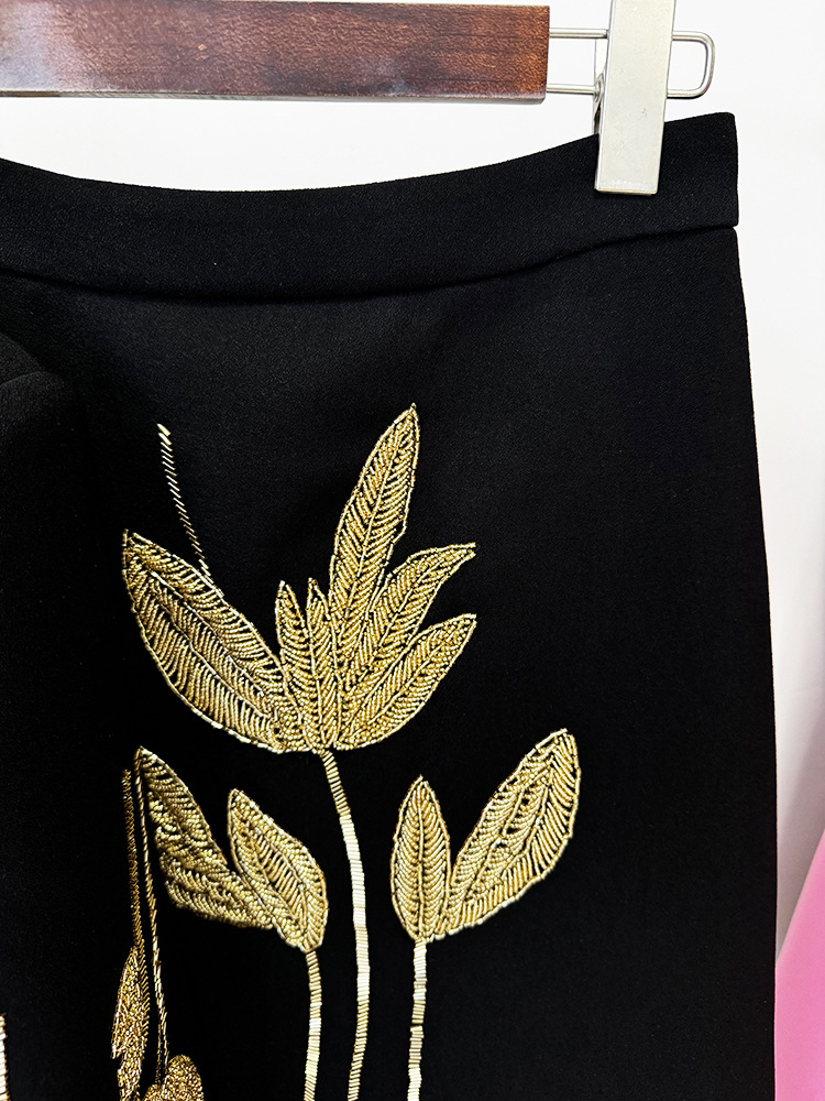 Floral Heavy Industry Beads Three Quarter Sleeve Jacket Coat Mid Length Skirt Set 10 Floral Heavy Industry Beads Three Quarter Sleeve Jacket Coat Mid Length Skirt Set