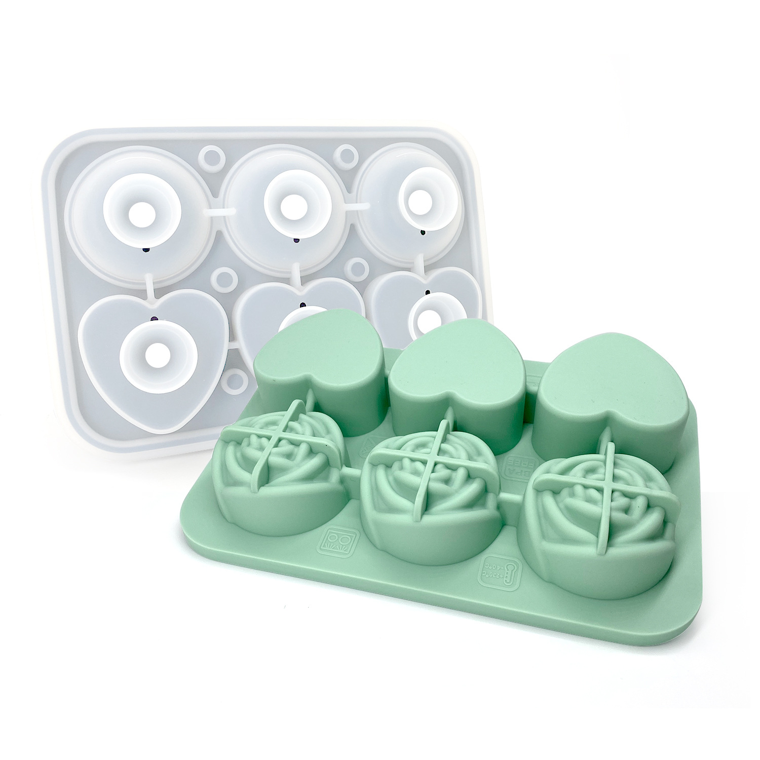 Caja de molde de hockey sobre hielo de silicona Ice Cube máquina de hielo 4-piece Rose whisky Comercial Grande cuadrado redondo image 26