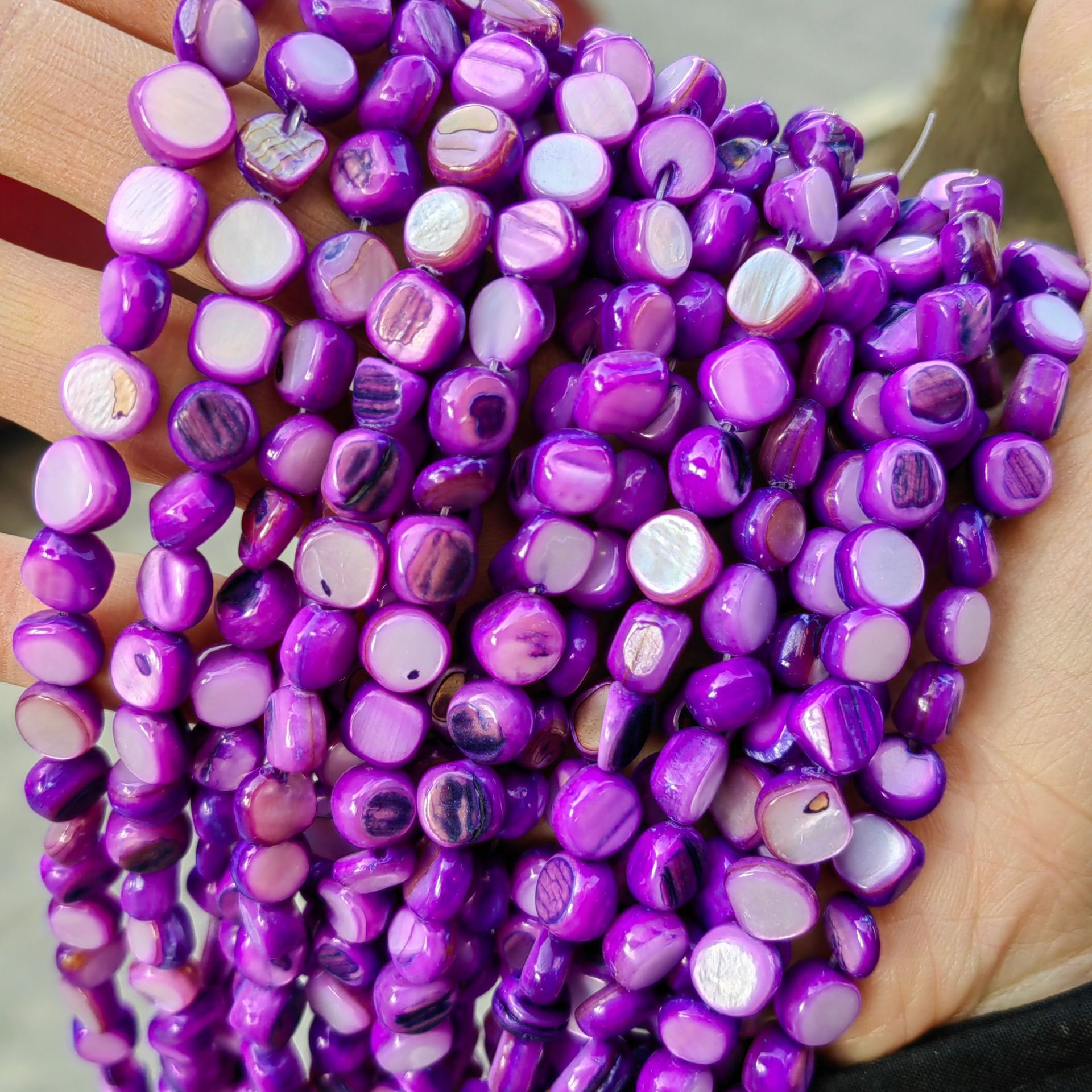 Conchas de cabeza de toro natural 8mm con cuadrados semiacabados perlas dispersas accesorios de joyería diy al por mayor