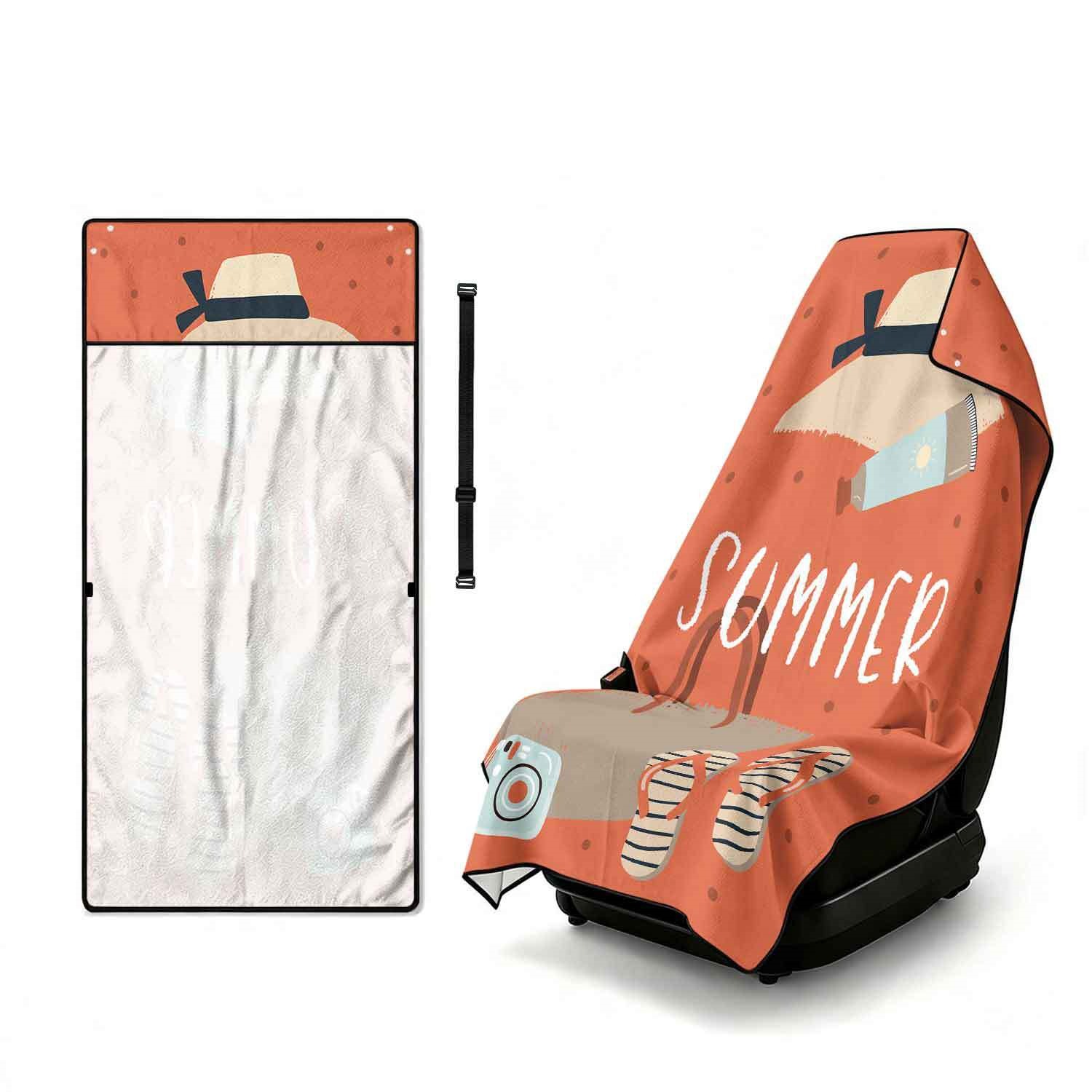Summer bath towel and car seat cover 2-in-1, ultra-fine fiber outdoor beach and car dual-use universal seat cushion
