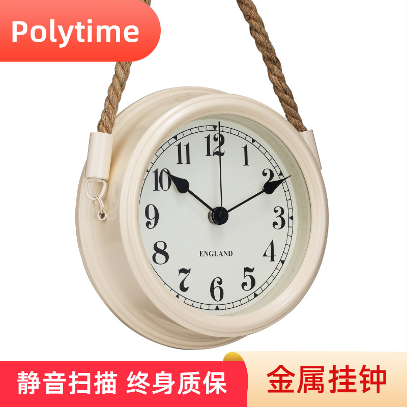 Wholesale European Silent Fashion Living Room Wall Clock Digital Retro Simple Metal Clock Creative Quartz Sling Wall Clock
