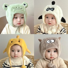 秋冬季儿童婴儿帽子男女童可爱宝宝青蛙蛋仔护耳包头加厚帽搞怪帽