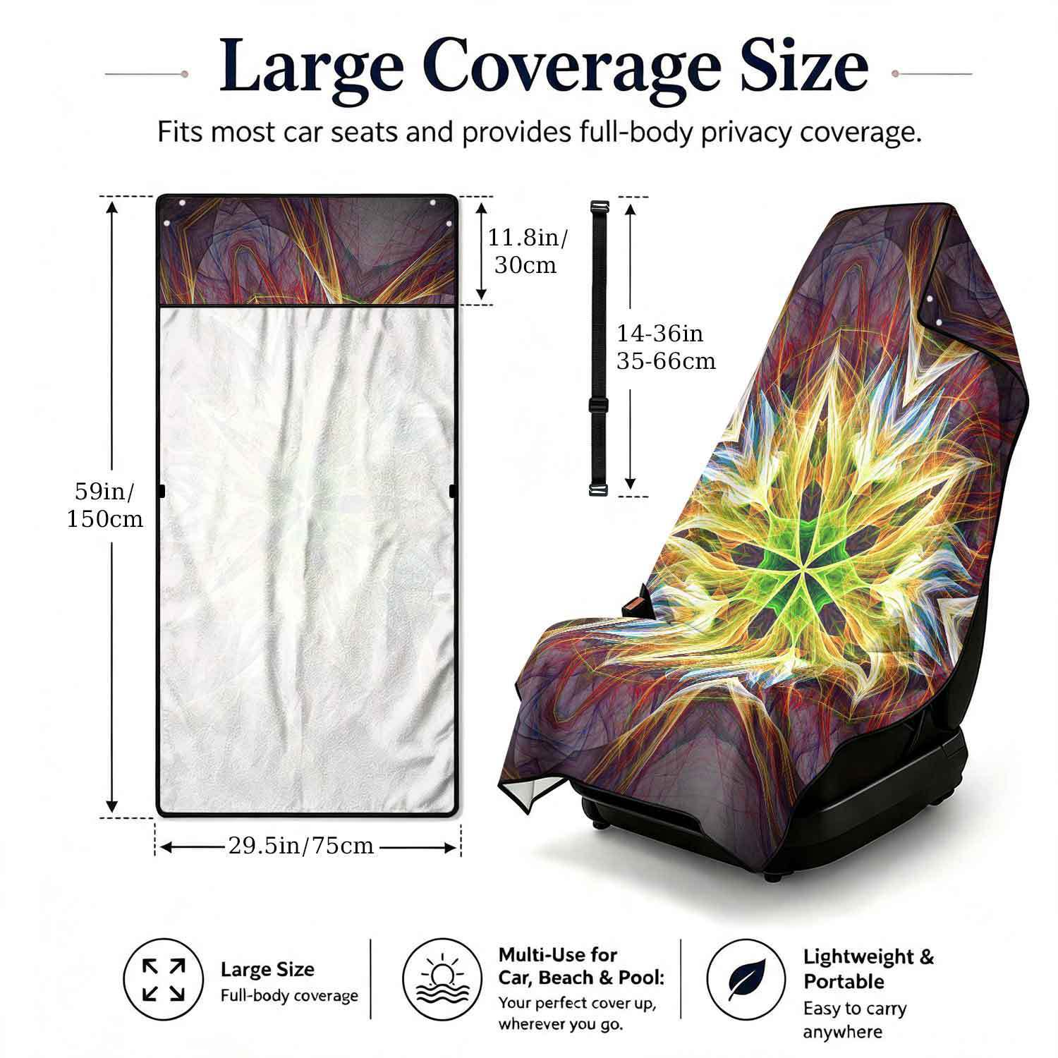 Geometric Bath Towel Car Seat Cover 2-in-1 Microfiber Outdoor Beach Car Dual-Use Universal Seat Cushion
