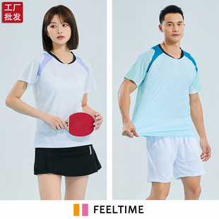 [Feeltime Factory Store] 2025 Classy Quick-Drying Short-Sleeved Badminton Suit Men's and Women's Training Tops