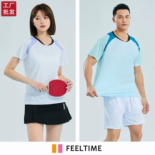 【FeelTime工厂店】2025高端速干短袖羽毛球服套装男女训练服上衣