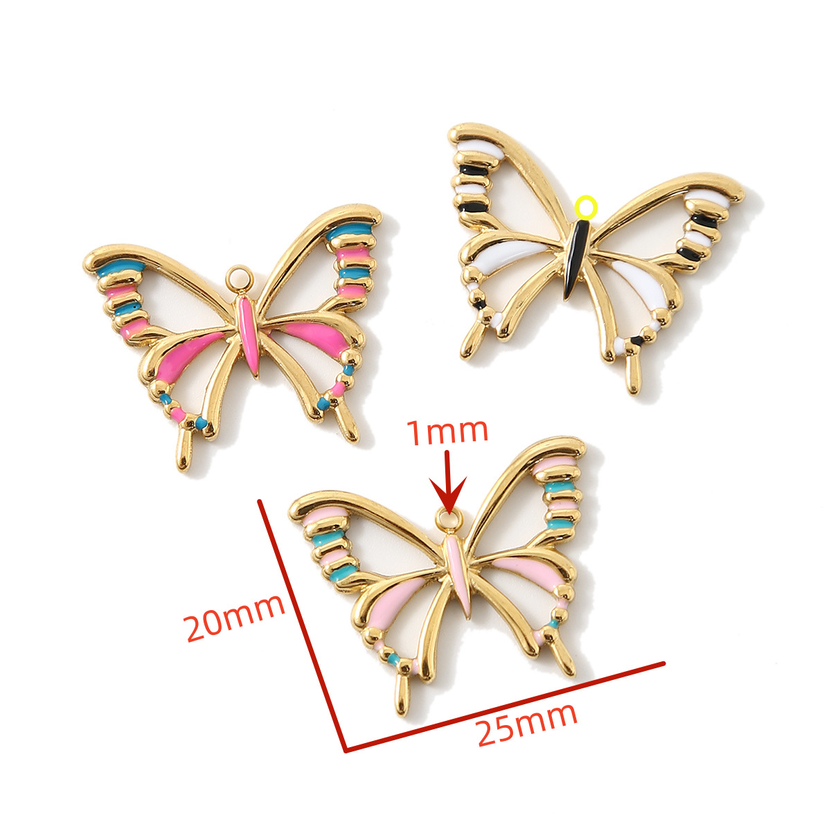 Pendant Jewelry Making Type 20 * 25mm 304 Stainless Steel Butterfly Pendant Jewelry Accessories