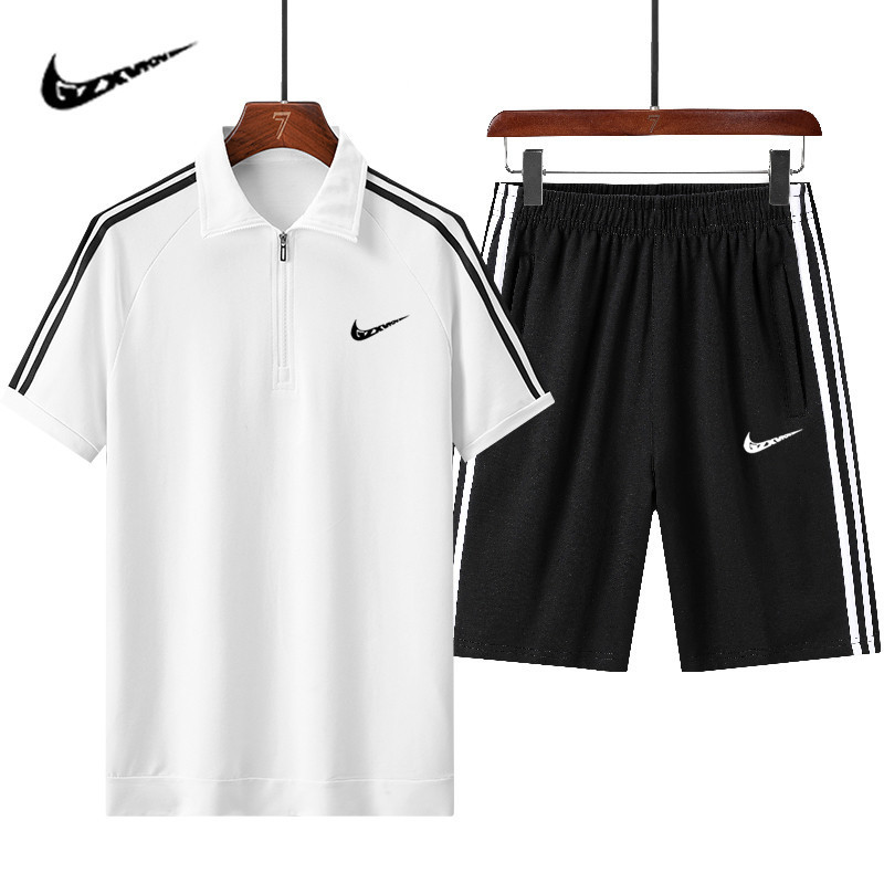 Summer New Casual Breathable Men's Sportswear Suit Loose-Fitting Ice Silk Quick-Drying Two-Piece Set Men's American-Style Clothing Summer New Casual Breathable Men's Sportswear Suit Loose-Fitting Ice Silk Quick-Drying Two-Piece Set Men's American-Style Clothing