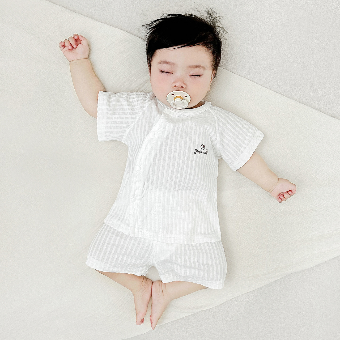 Niños y niñas, pijamas de algodón delgados de manga corta, ropa de verano para niños, ropa de verano para bebés