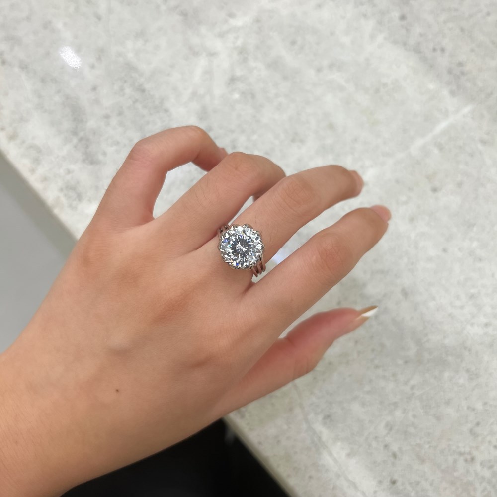 Fashion Flower Sterling Silver Plating Zircon Rings 1 Piece